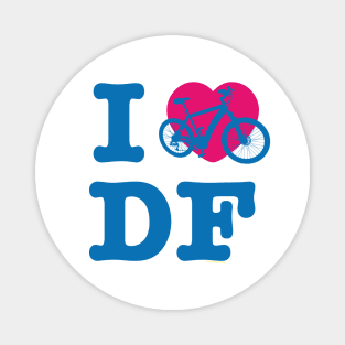 I Love Cycling DF / Yo Amo andar en Bicicleta en el DF Blue Pink / Chilango Pride / Orgullo Chilango Graphic Magnet